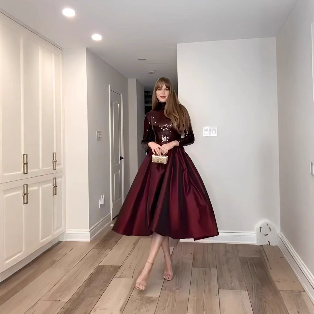 Party dress for women with sparkling top and flared skirt Lune London