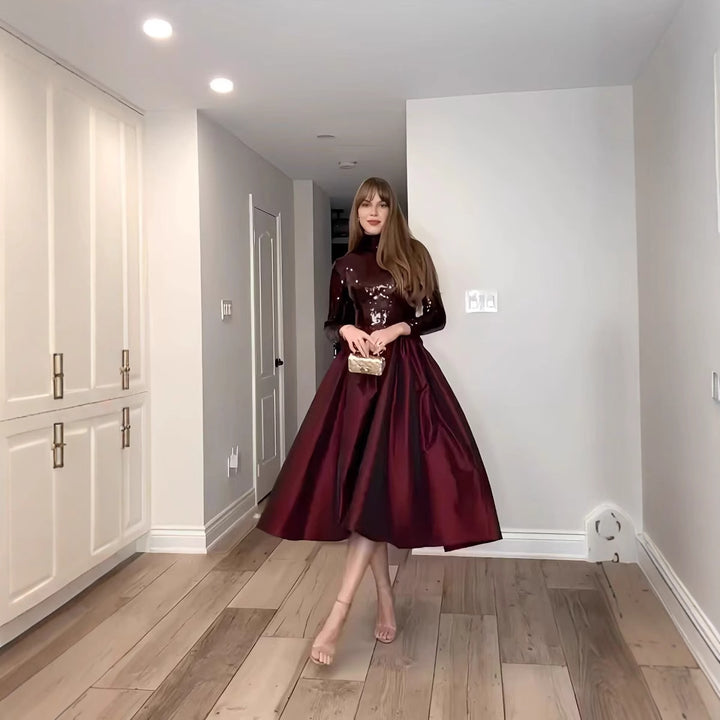 Party dress for women with sparkling top and flared skirt Lune London
