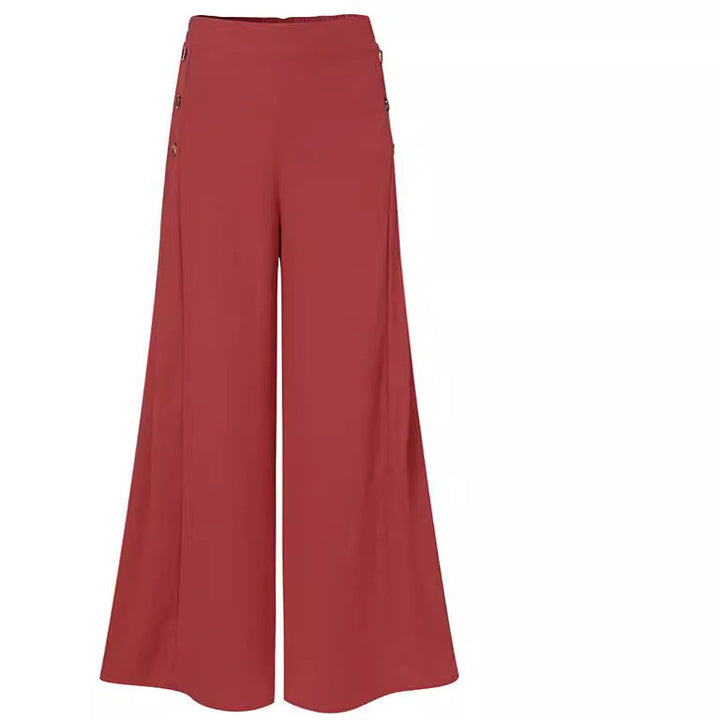 Lune London | Women's Palazzo Pants with Decorative Button Details and Wide Leg