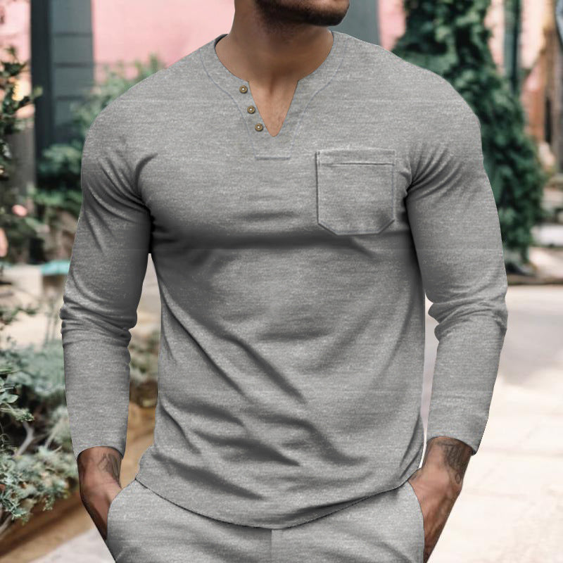 Men's long sleeve shirt with button placket and chest pocket Lune London