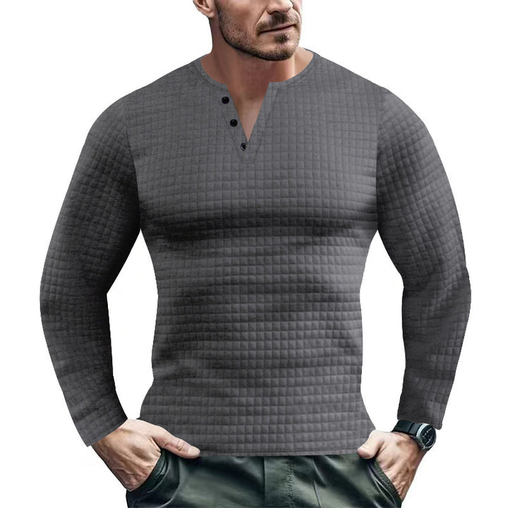 Long sleeve shirt for men with textured design and button placket Lune London