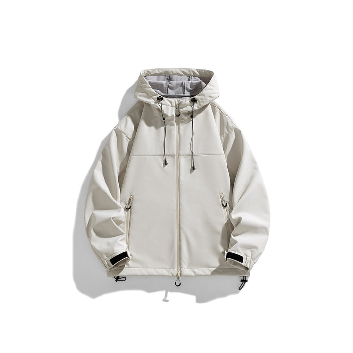 Functional outdoor windbreaker jacket for men with adjustable hood Lune London