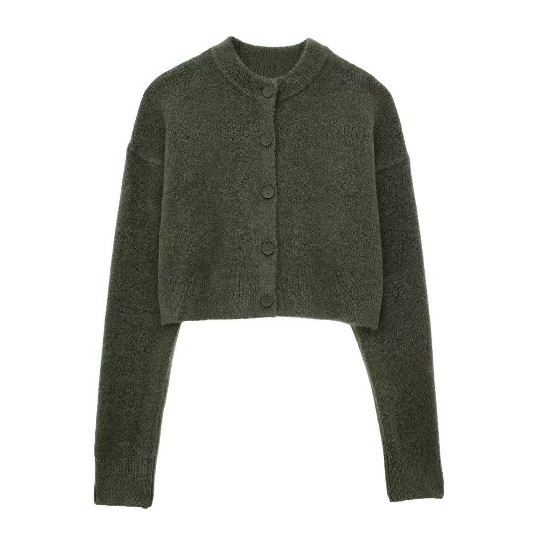 Cropped knit jacket for women with elegant button details Lune London