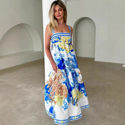 Women's maxi dress with floral design and airy fit
