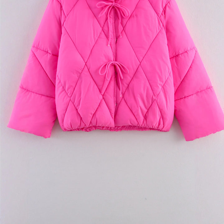 Ladies quilted casual jacket with stand-up collar and drawstring Lune London