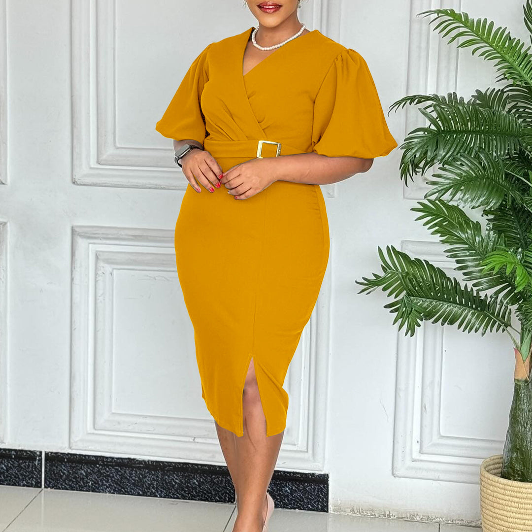 Wrap dress for women with elegant buckle accentuated Lune London