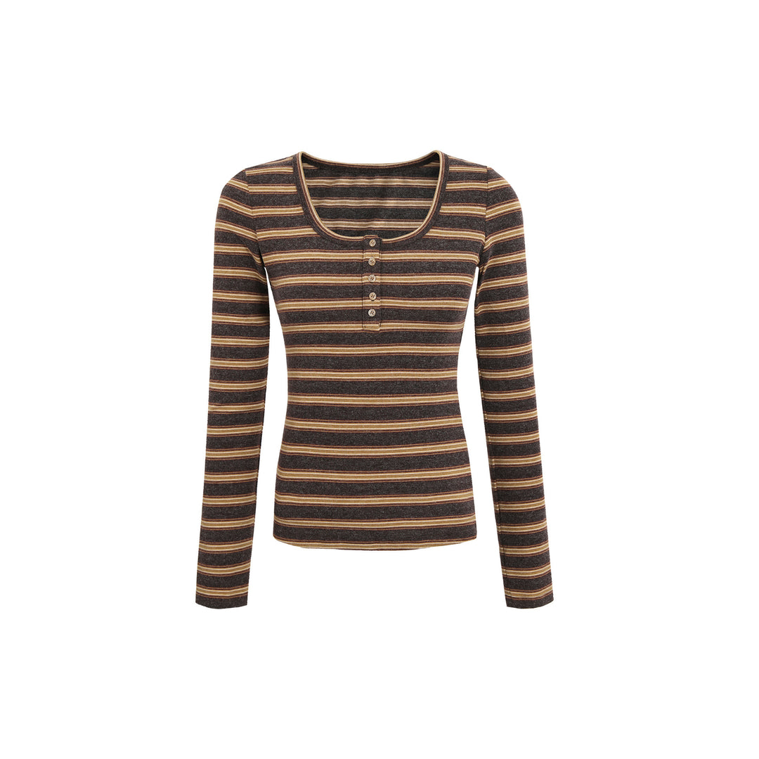 Ladies long-sleeved striped shirt with button placket Chic & Stil
