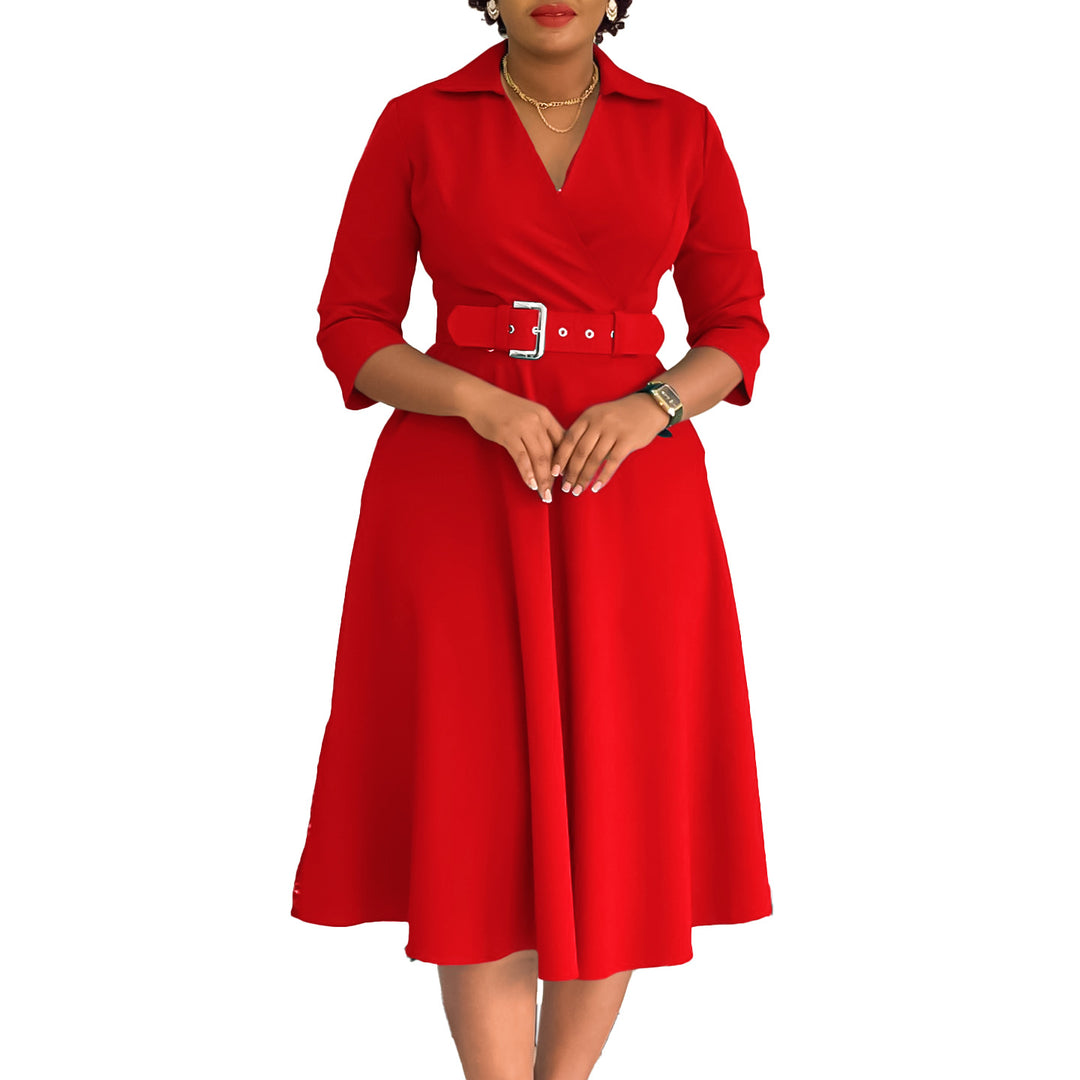 Wrap dress for women with a fitted belt and flared skirt Lune London