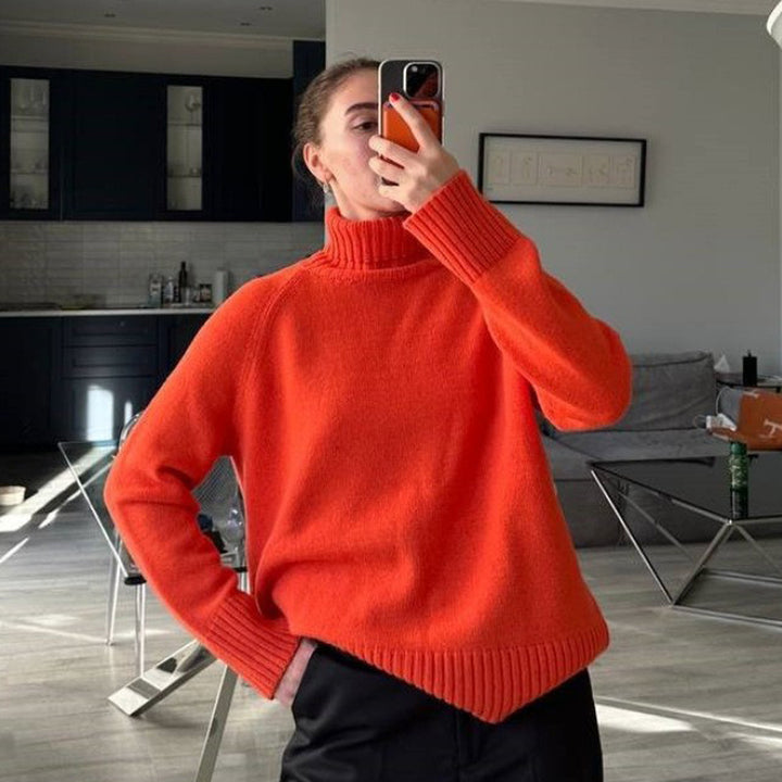 Fine knit sweater for women with high collar Lune London