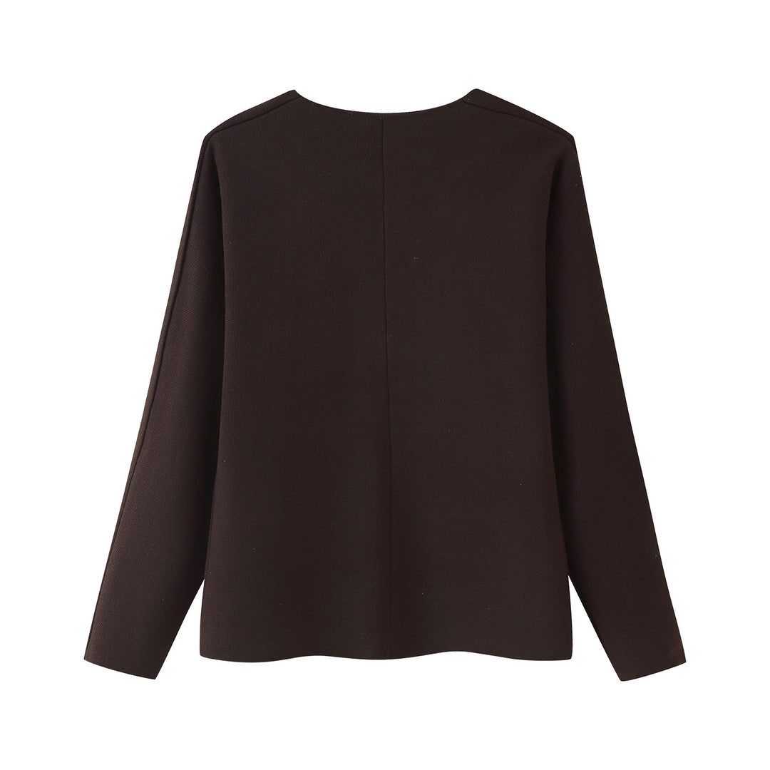 Women layered V-neck sweater with an elegant button detail Lune London