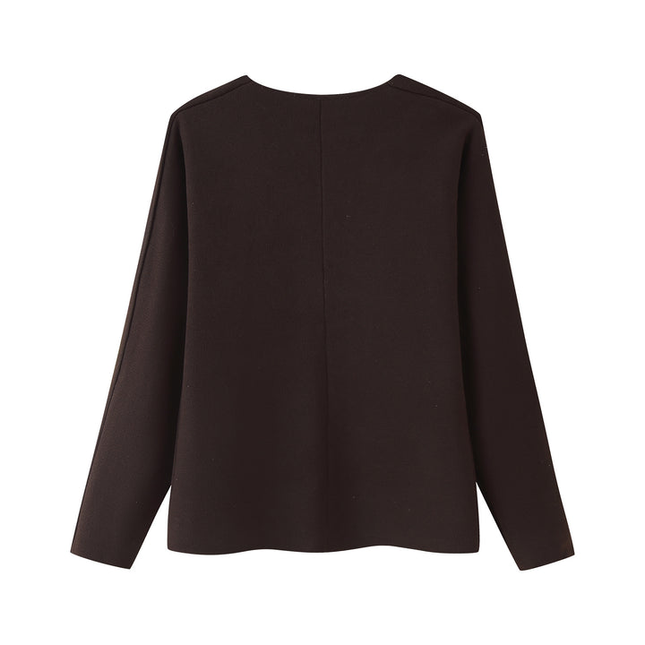 Women layered V-neck sweater with an elegant button detail Lune London