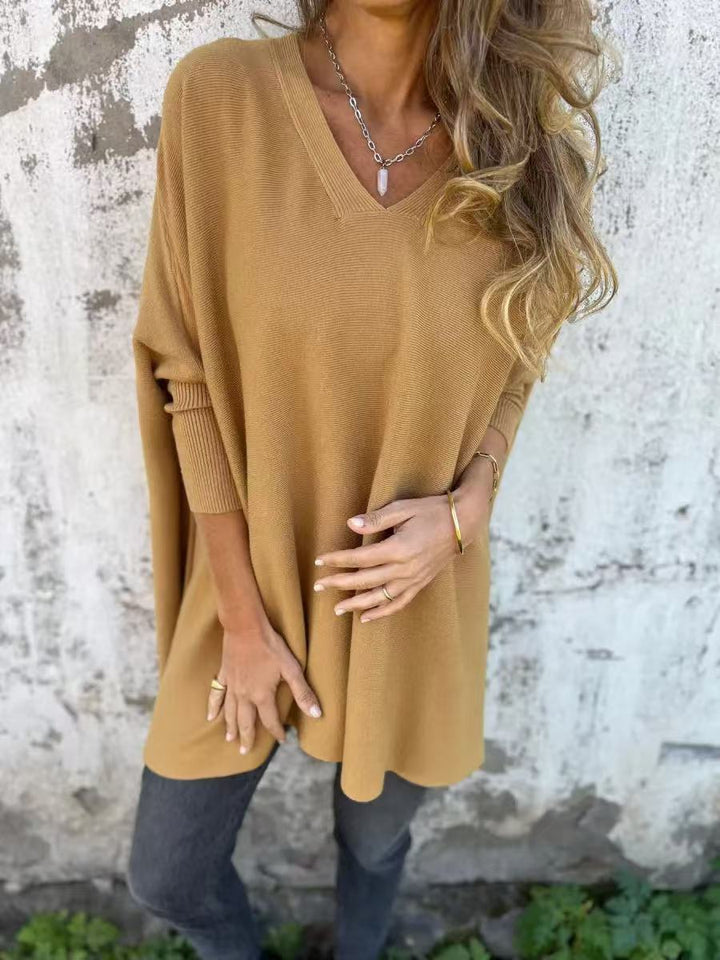 Oversized sweater for women with V-neck and airy design Lune London
