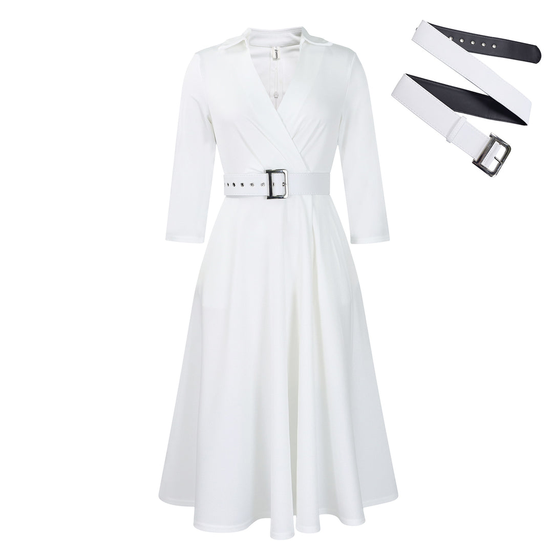 Wrap dress for women with a fitted belt and flared skirt Lune London