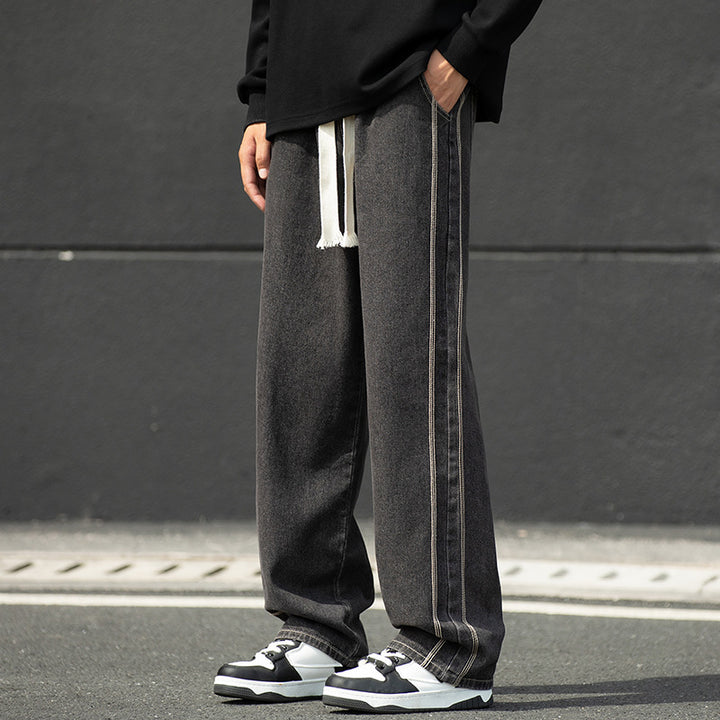 Loose-fit denim pants for men with contrast stitching Lune London