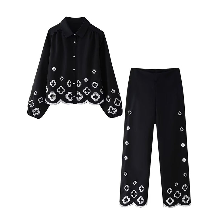 Loose pants for ladies with decorative embroidery Lune London