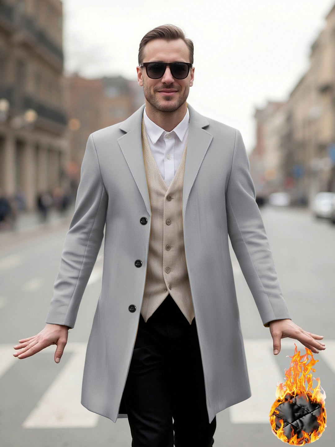 Elegant long coat for men with a modern cut and optimal wearing comfort Lune London