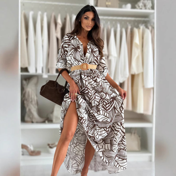 Bohemian floral ruffled maxi dress for women Lune London