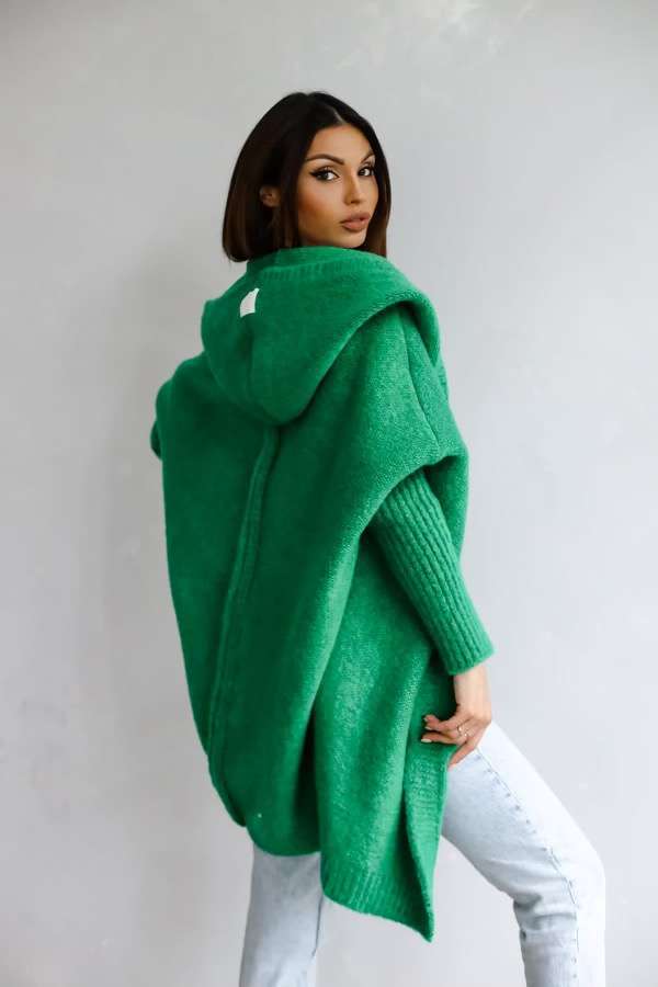 Women's Cozy Cardigan with Hood and Open Cut Lune London
