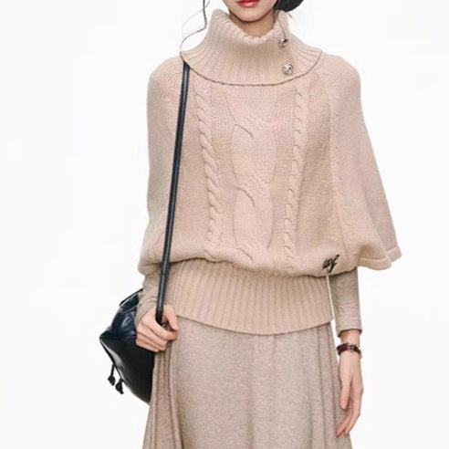 Knit dress for women with voluminous sleeves and an elegant turtleneck Lune London