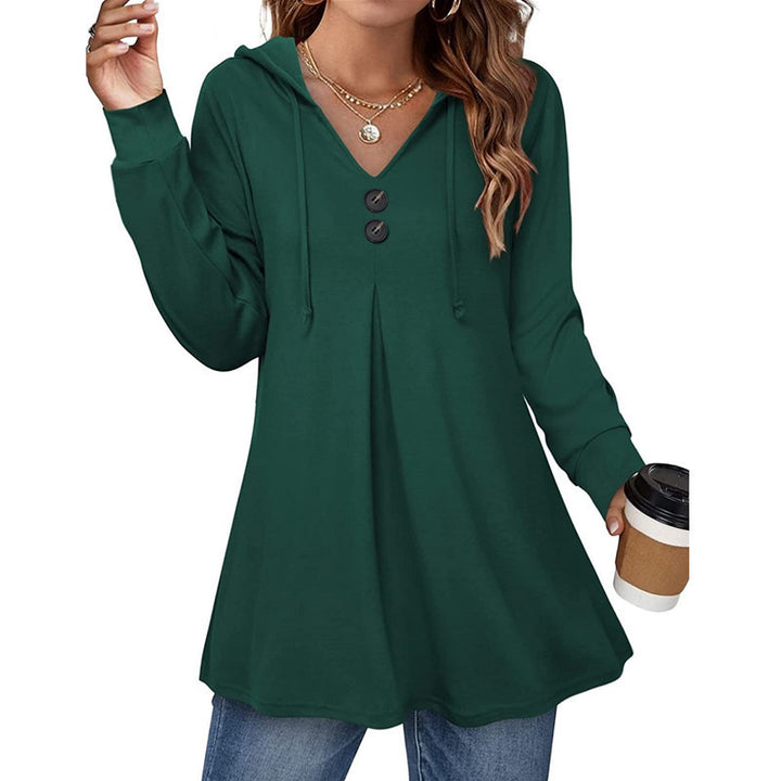 Hooded tunic for women with button detail and asymmetrical cut Lune London