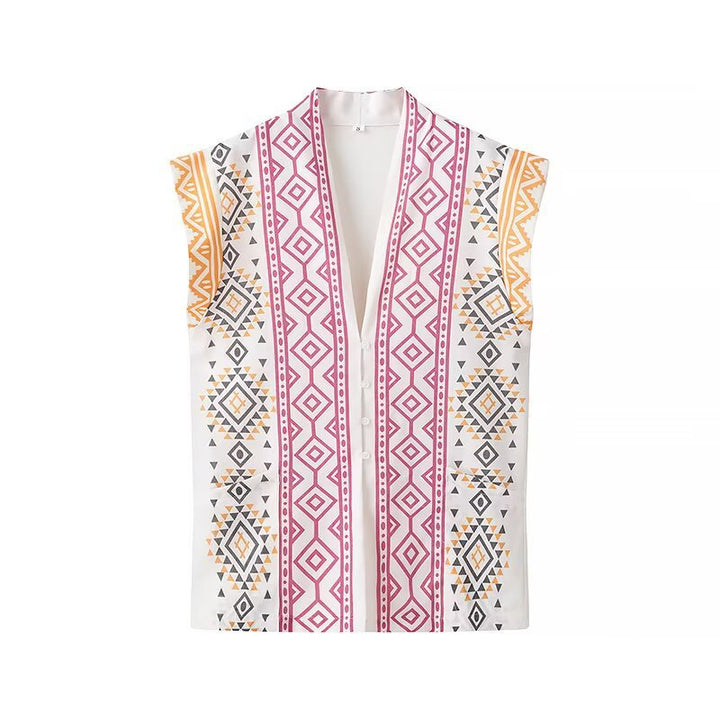 Exciting geometric pattern blouse top for women Lune London