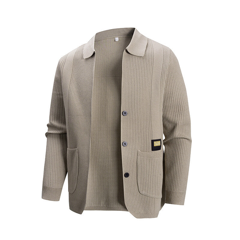 Men's knit jacket with a modern ribbed pattern and practical pockets Lune London