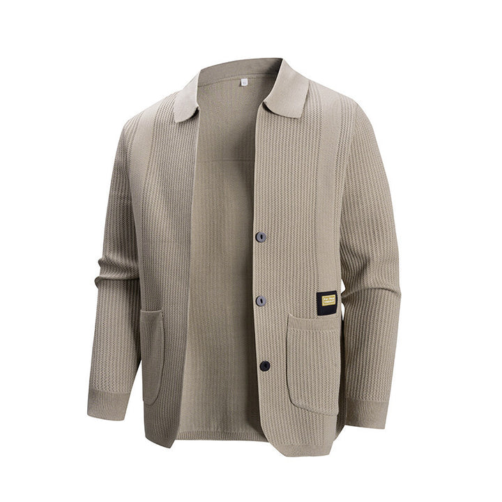 Men's knit jacket with a modern ribbed pattern and practical pockets Lune London