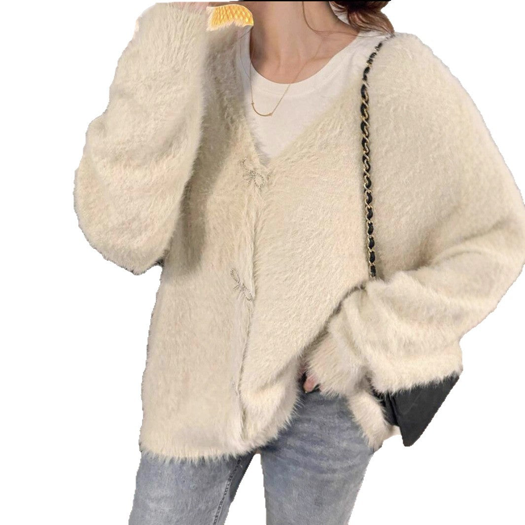 Ladies Plush Knit Sweater with Elegant Button Details Lune London