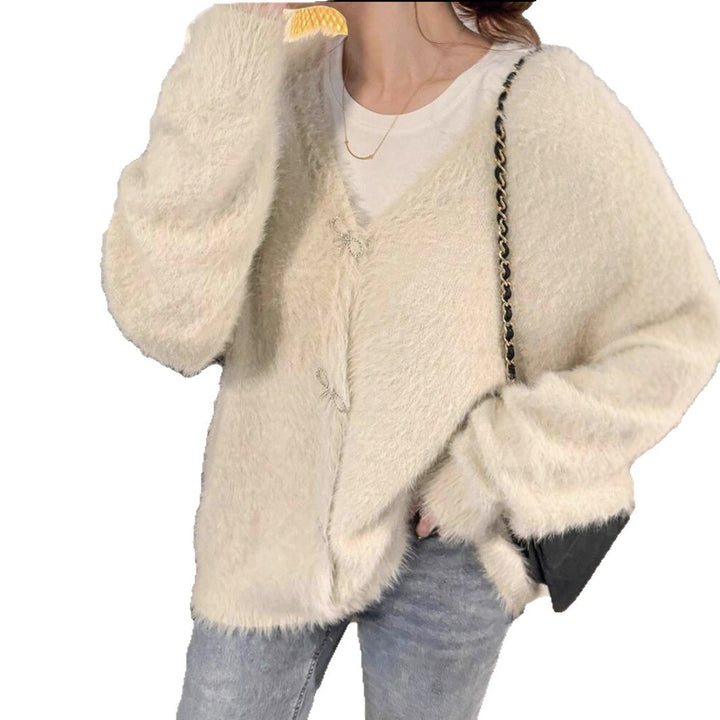 Ladies Plush Knit Sweater with Elegant Button Details Lune London