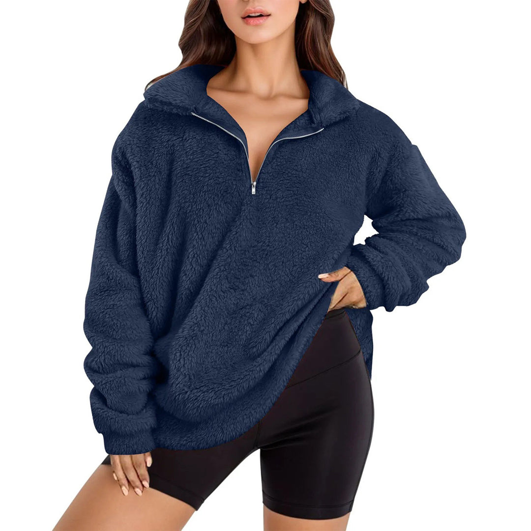 Ladies soft fleece sweater with half zipper Lune London