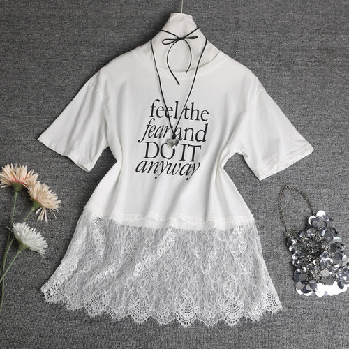 Lace Overlay T-shirt Trendy Women Lune London