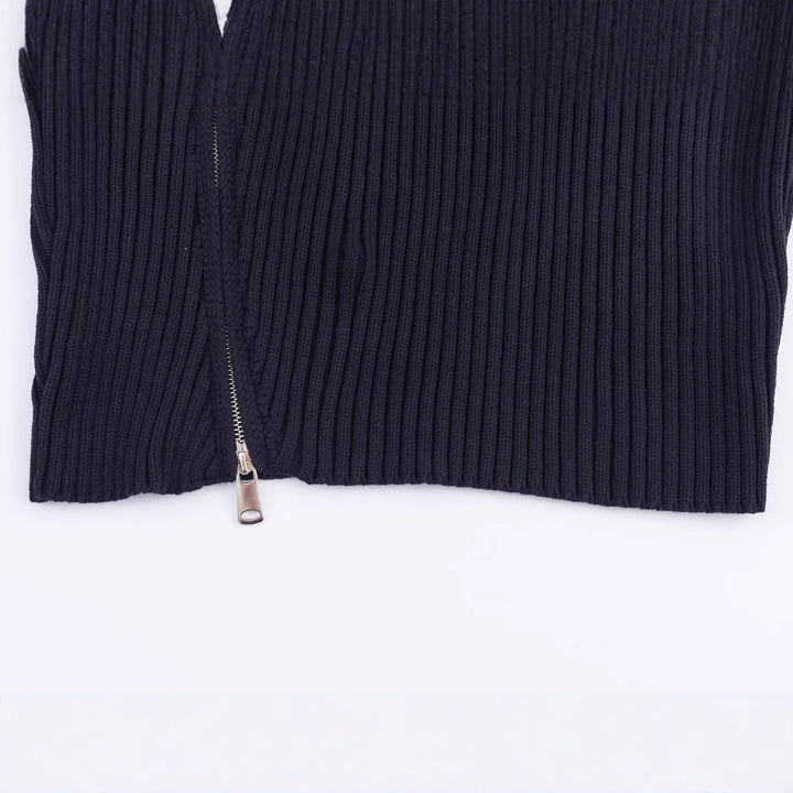 Knit jacket for women with wide collar and asymmetrical zipper Lune London