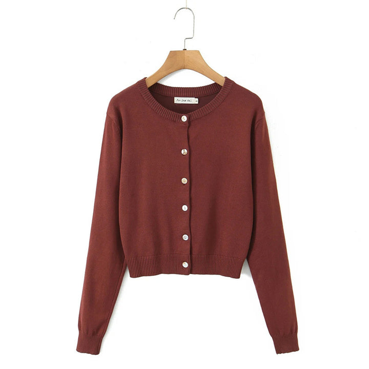 Ladies durable cardigan with button closure and round neckline Lune London