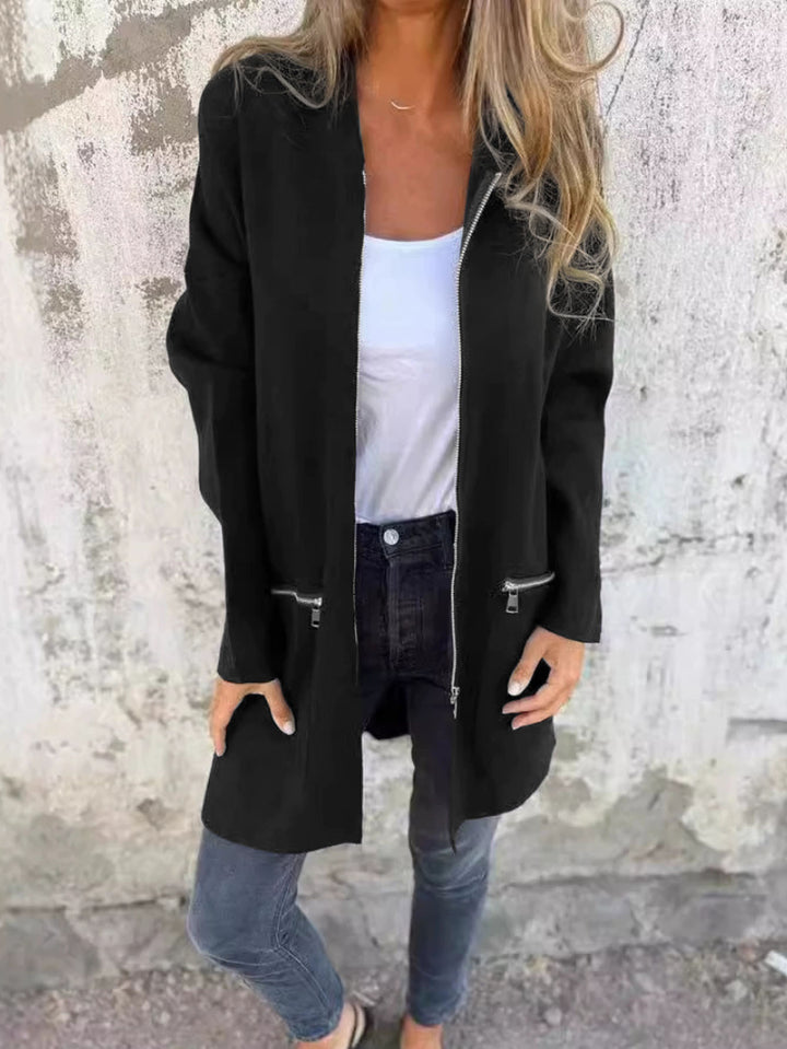 Long fashion jacket for women with zipper Lune London