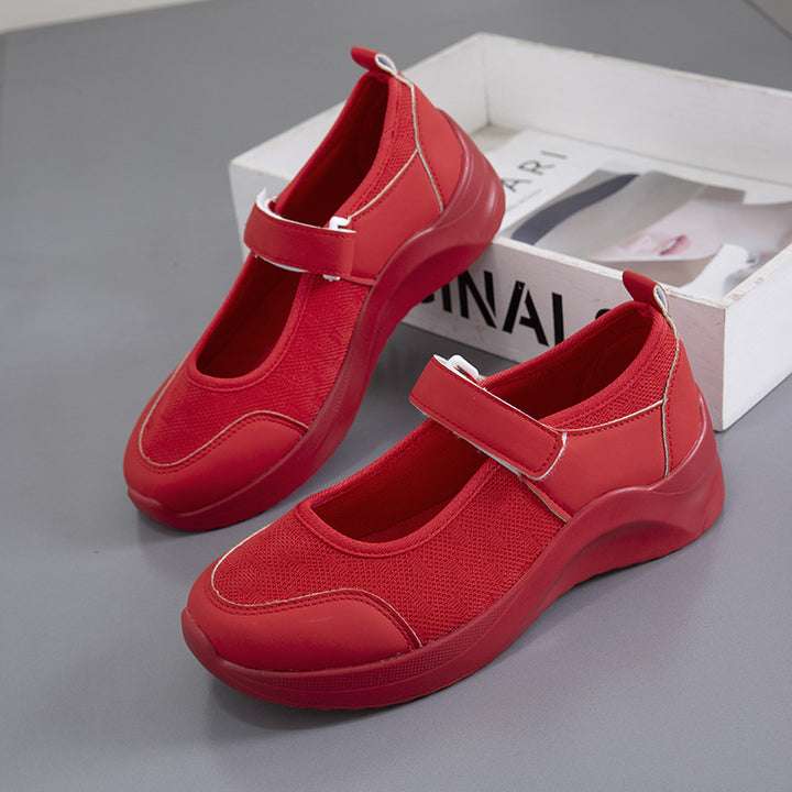 Comfortable lace-up shoes for ladies with velcro closure and breathable mesh surface Lune London