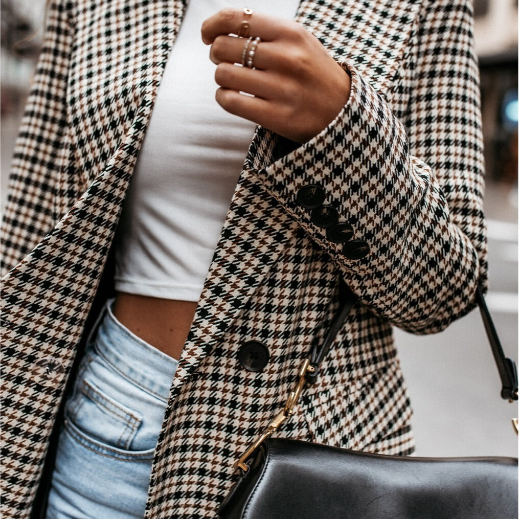 Ladies Elegant Checked Blazer Lune London