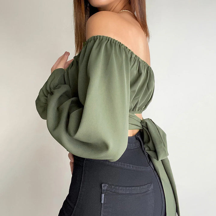 Lune London off-shoulder blouse women with gathers and long sleeves