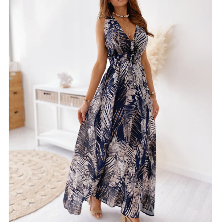 Robe maxi pour femme avec décolleté en V profond et ceinture élastique Chic & Stil