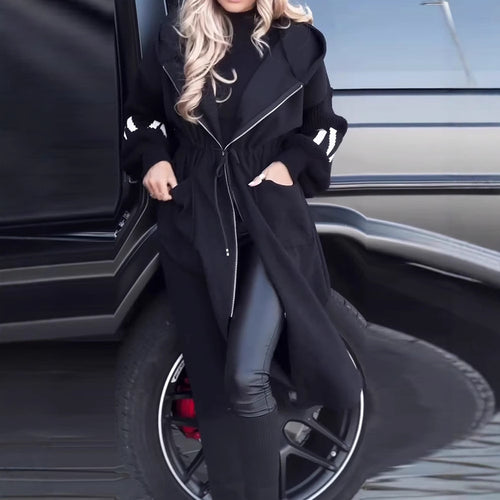 Veste à capuche élégante pour femme avec taille à cordon et en polaire texturée Chic & Stil