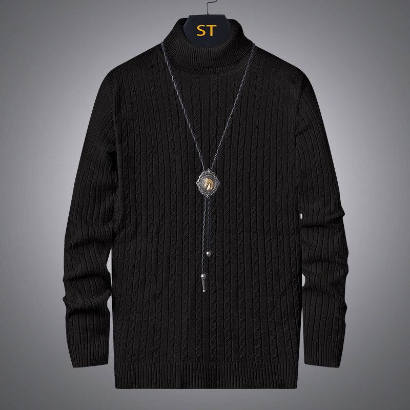 Men's turtleneck sweater with textured braid pattern Lune London