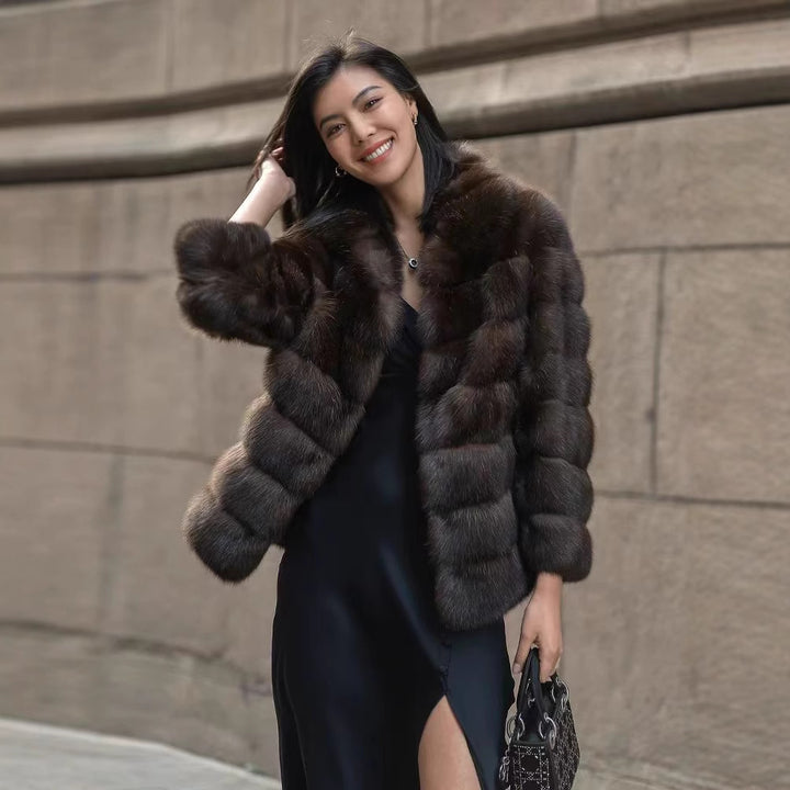 Ladies Luxurious Faux Fur Jacket with Voluminous Sleeves Lune London