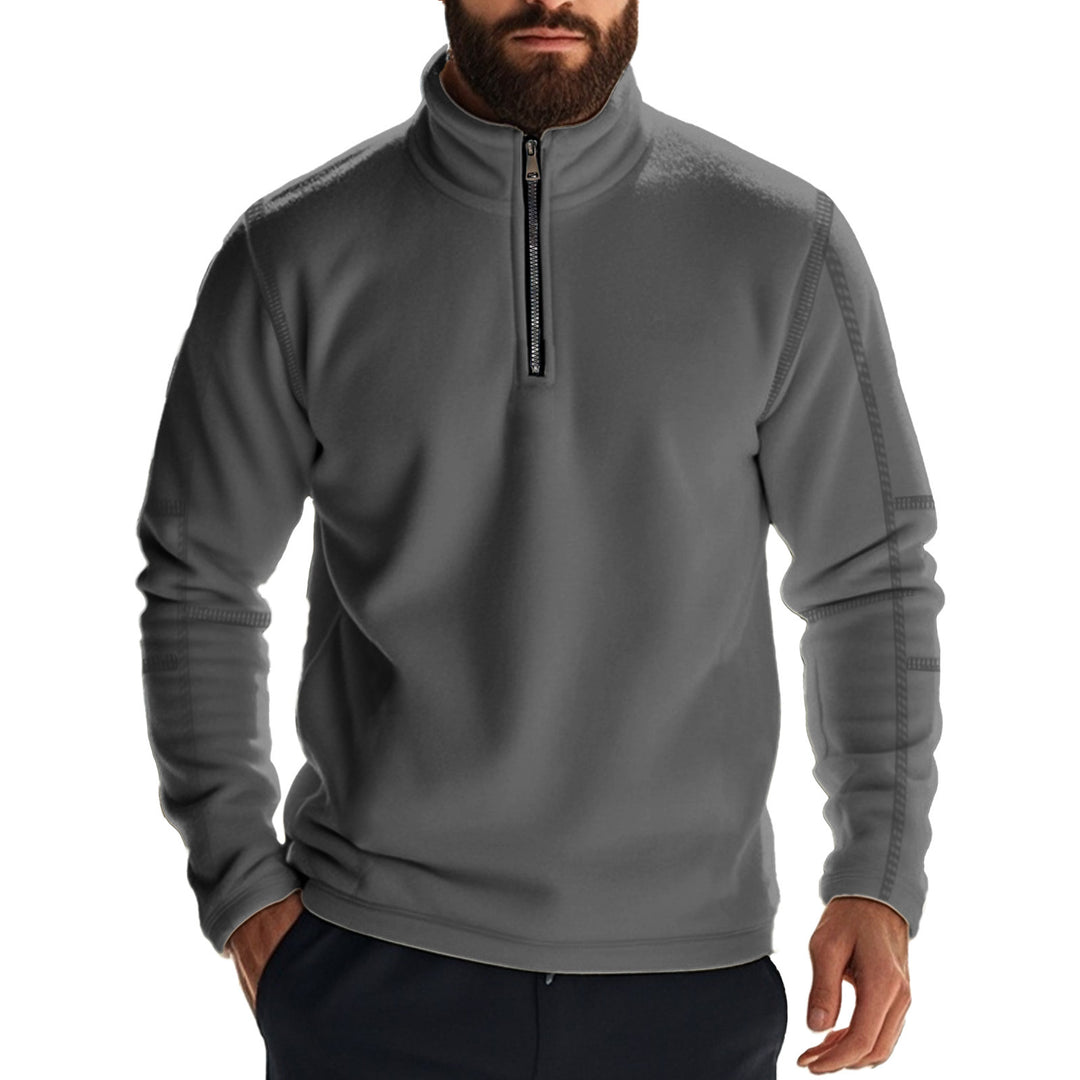 Men's fleece pullover with high collar and zipper Lune London