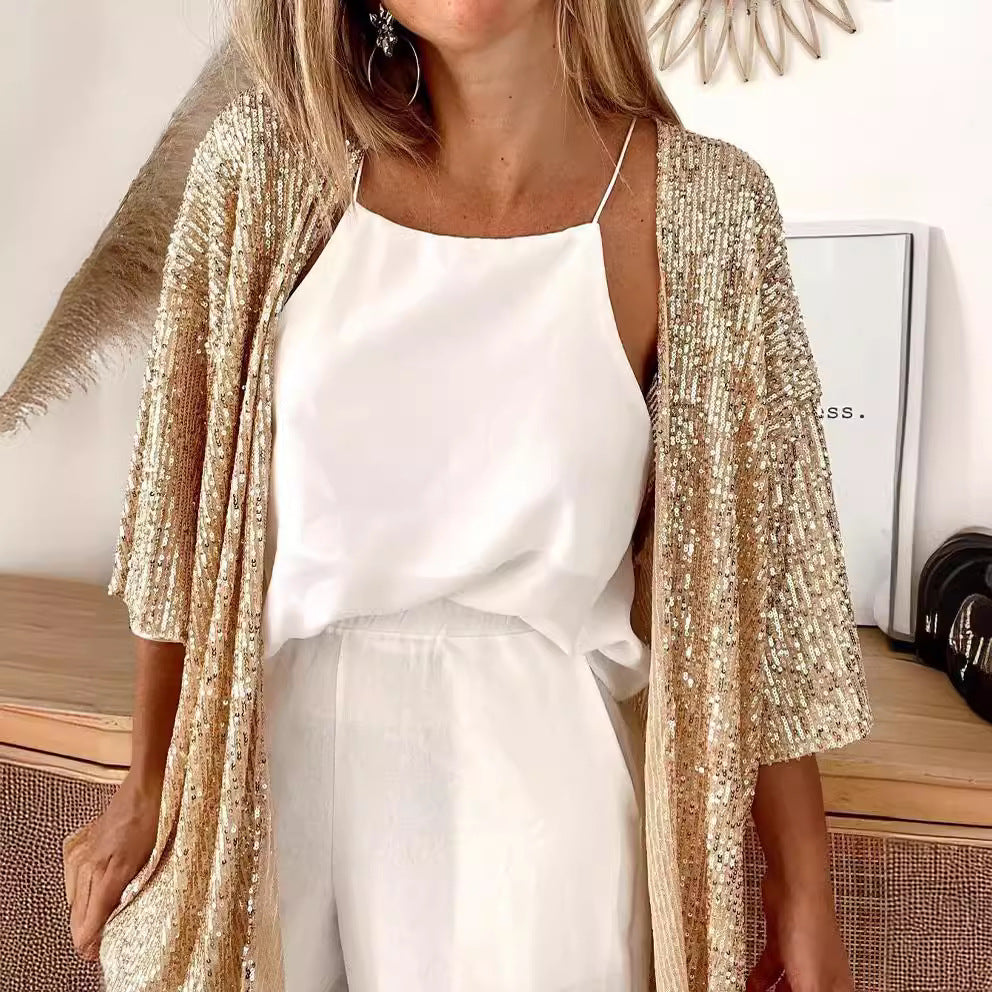 Women Glamorous Cardigan with Sequins and Loose Fit Lune London