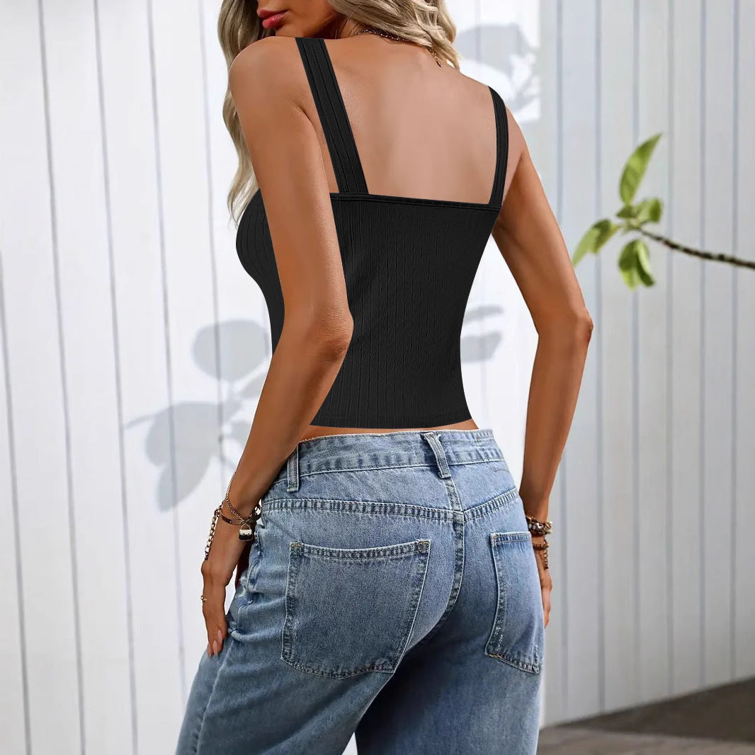 Women Ripp Crop Top with decorative straps Lune London