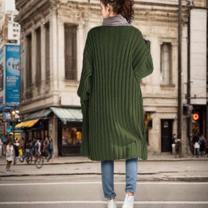 Ladies long cardigan with open design and modern structure Lune London