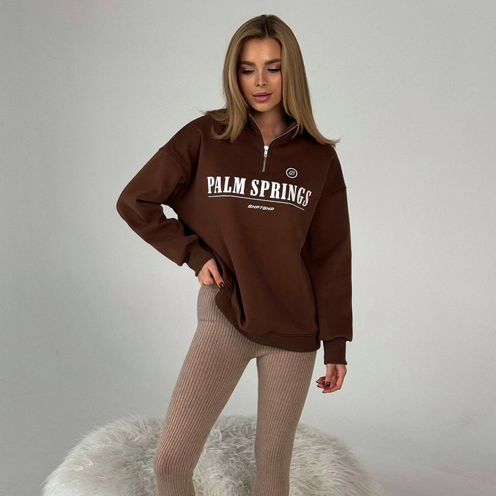 Women casual sweatshirt with high collar and graphic print Lune London