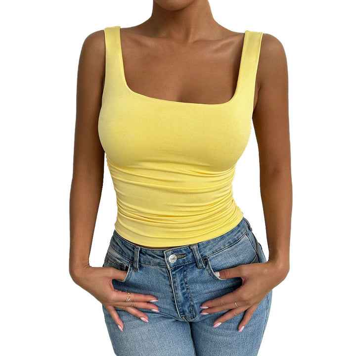 Top ajusté pour femmes avec décolleté carré et détails froncés Chic & Stil
