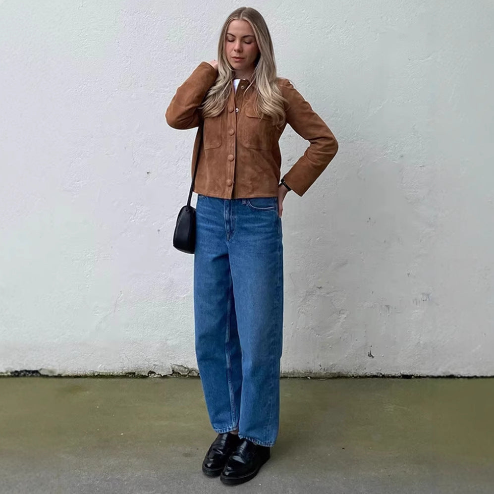 Oversized faux leather jacket for women with practical pockets Lune London