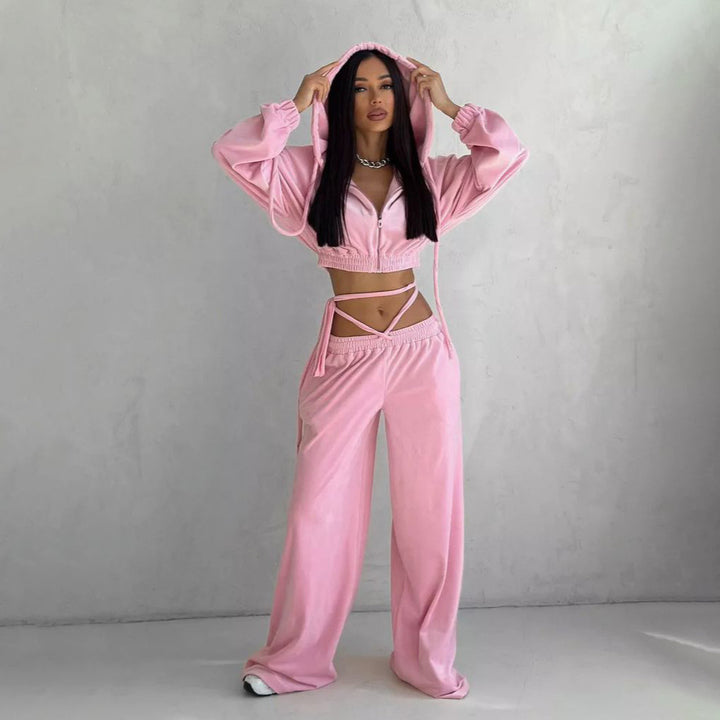 Casual tracksuit for women with hooded top and wide-leg pants Lune London