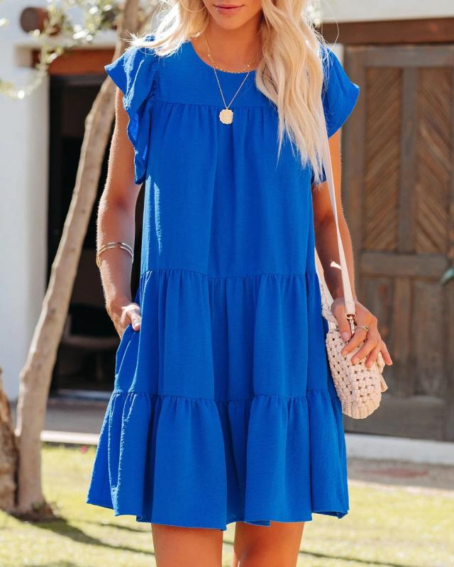 Ladies Mini Flowy Tiered Dress Lune London